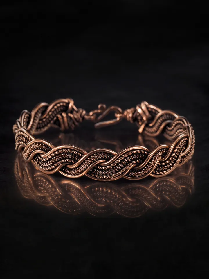 Woven copper wire bracelet Antique style handcrafted copper jewelry Unique gift