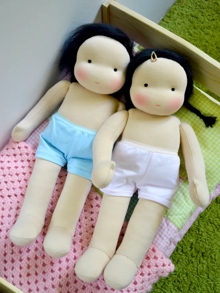 DIY classic Waldorf doll 13''/33cm tall. PDF pattern and tutorial. Patterns of doll clothes as bonus
