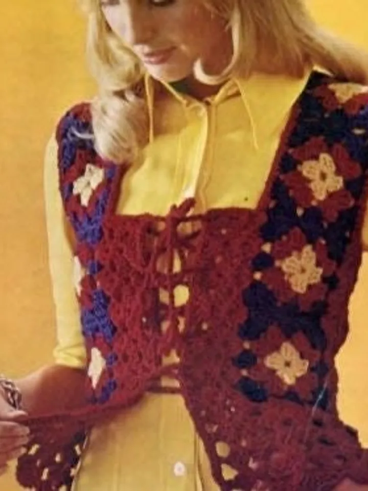 Waistcoat granny squares crochet pattern, waistcoat women crochet pattern pdf