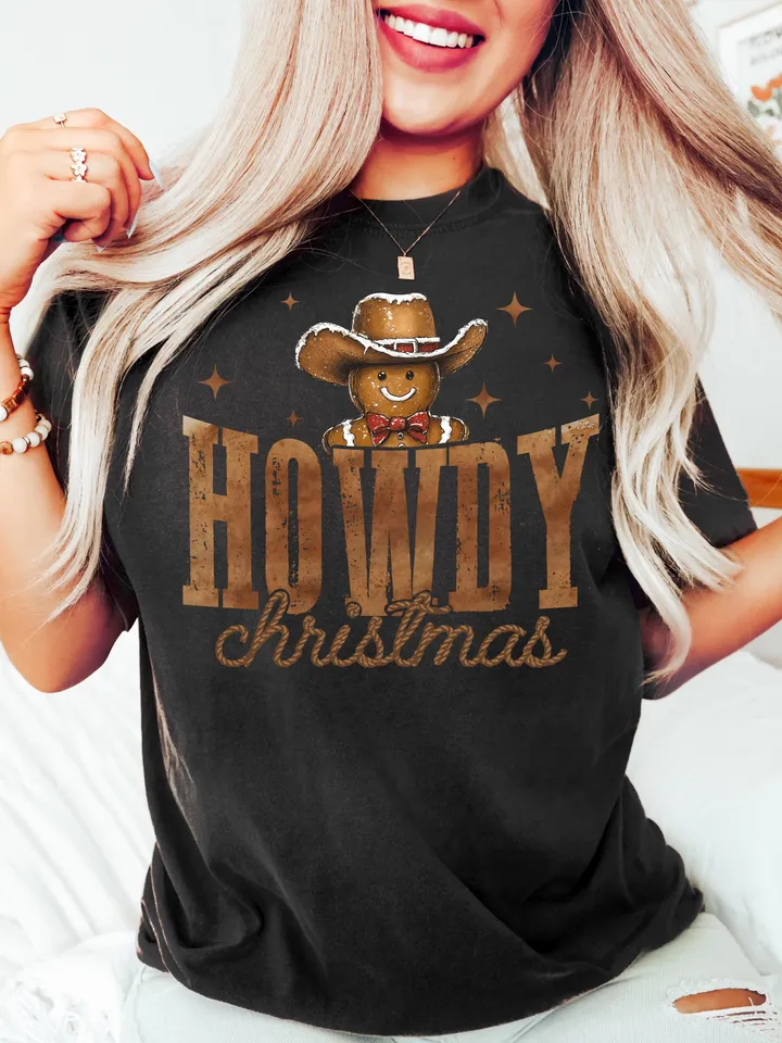Howdy Chrsitmas Gingerbread man PNG, Christmas Season Png, Christmas western PNG, Christmas png, Retro Christmas Shirt PNG, howdy png files