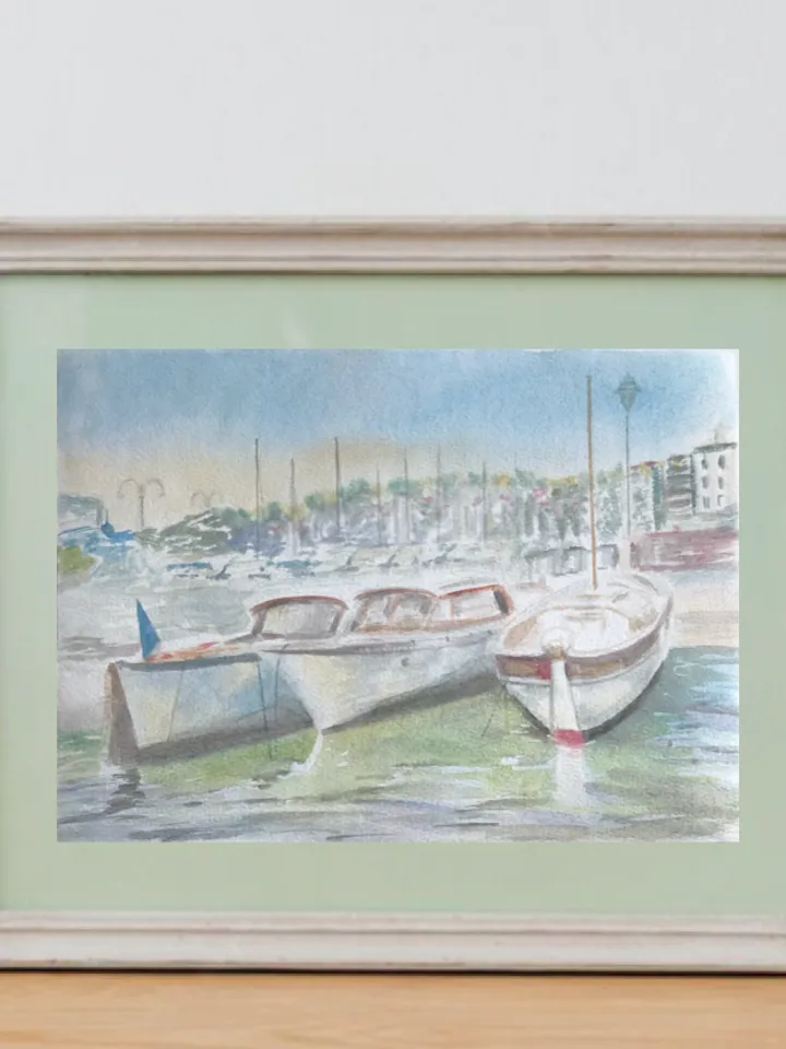 Yahts wall art hand painted modern watercolour painting