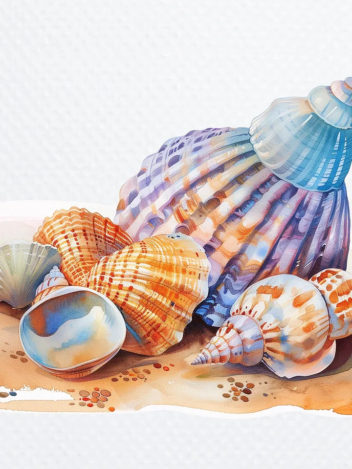 18 Seashells PNG Bundle, Seashell Clipart, Watercolor Sea Shell  clipart, Seashells sublimation, Paper craft, junk journal, Digital download