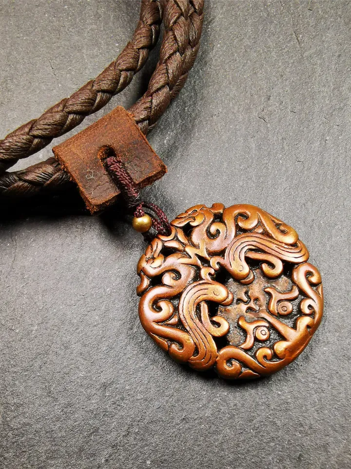 Gandhanra Antique Tibetan Amulet,Kirtimukha Pendant, Buddhist Dragon Badge, 60 Years Old