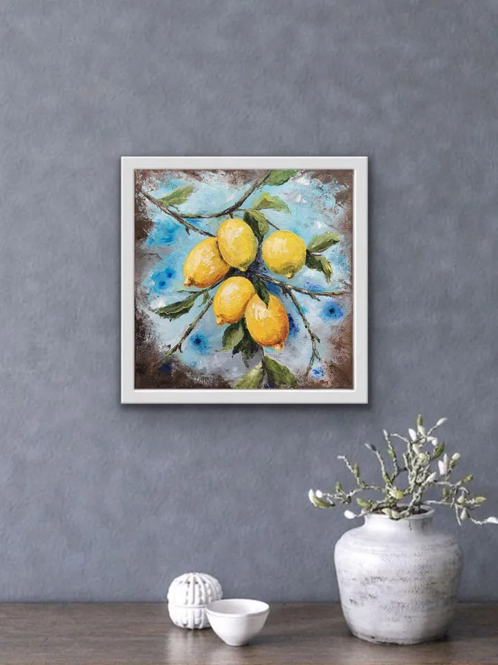 Lemons Oil Painting Fruits Original Wall Art Kitchen Still life Food Paintings
