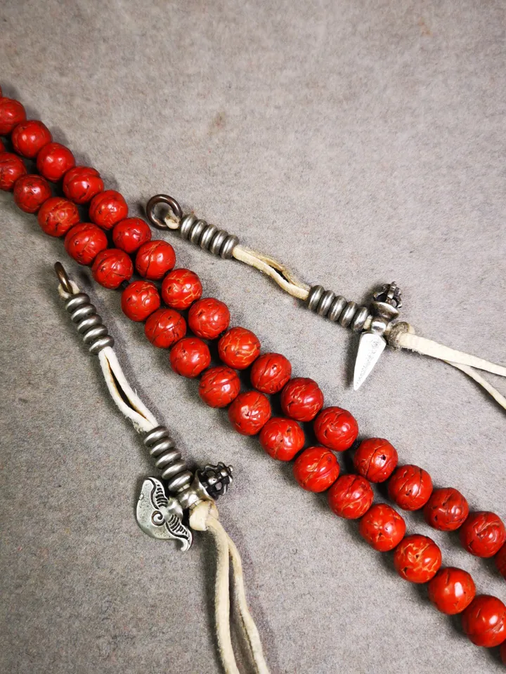 Gandhanra Handmade Tibetan Buddhist Mala Counters,Prayer Bead Counters,with Kartika and Kila Pendant,Made of White Copper