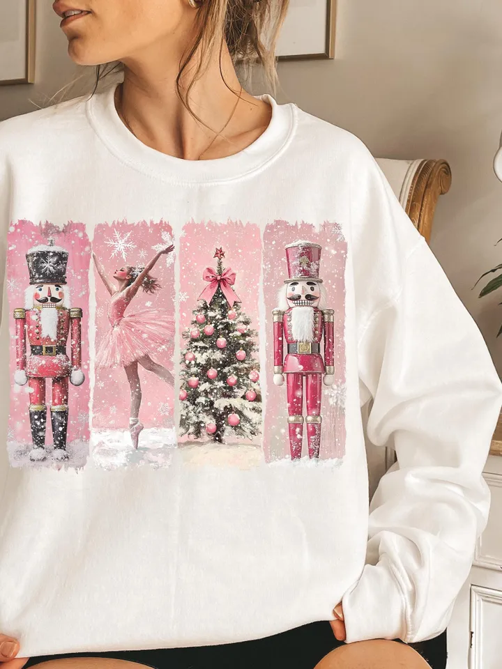 Retro Nutcracker Christmas PNG, Preppy Christmas Png, Holiday Vibes Png, Nutcracker Ballet Png, Christmas Tree, Pink Christmas, Sublimation