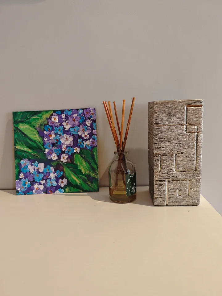Hydrangea Original Painting Floral Original Art Flowers Modern Artwork Bright Hydrangea Wall Art 6x6 inches by Olga SokolovaArt