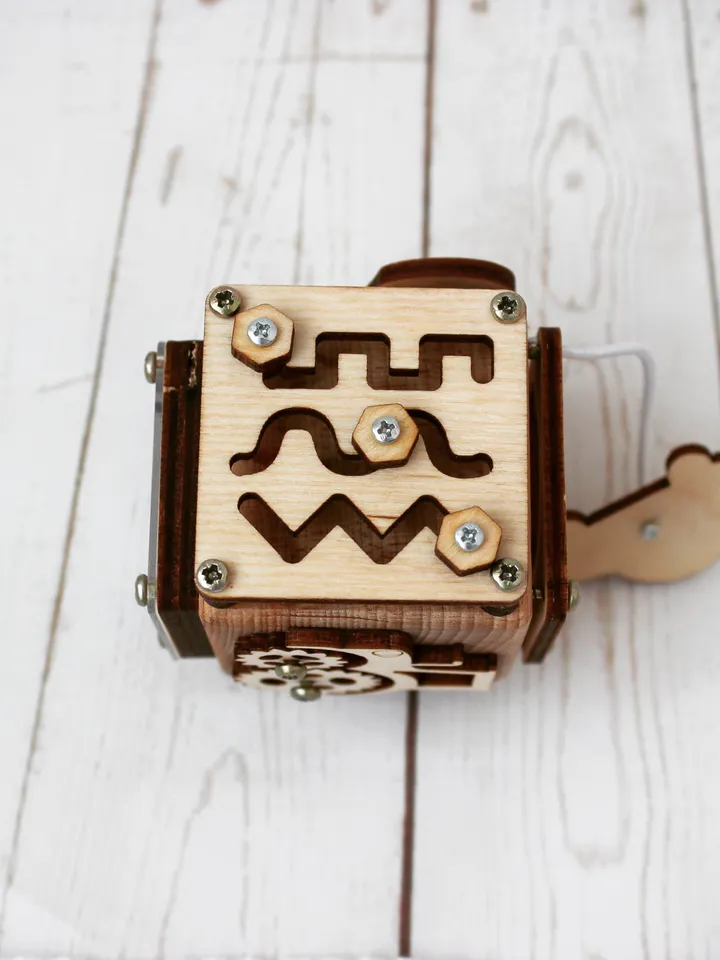 fidget cube - wooden baby Busy cube, montessori toy for toddlers