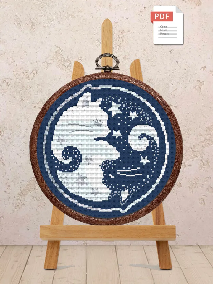 Silver Yin and Yang Sleeping Cats Cross Stitch Pattern, Cat Cross Stitch Pattern, Embroidery Yin and Yang, Animals Cross Stitch #cat007
