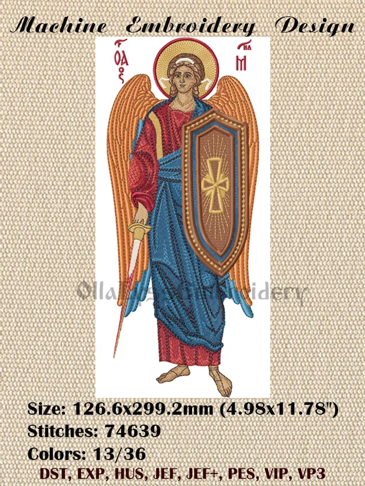 Archangel Michael embroidery design