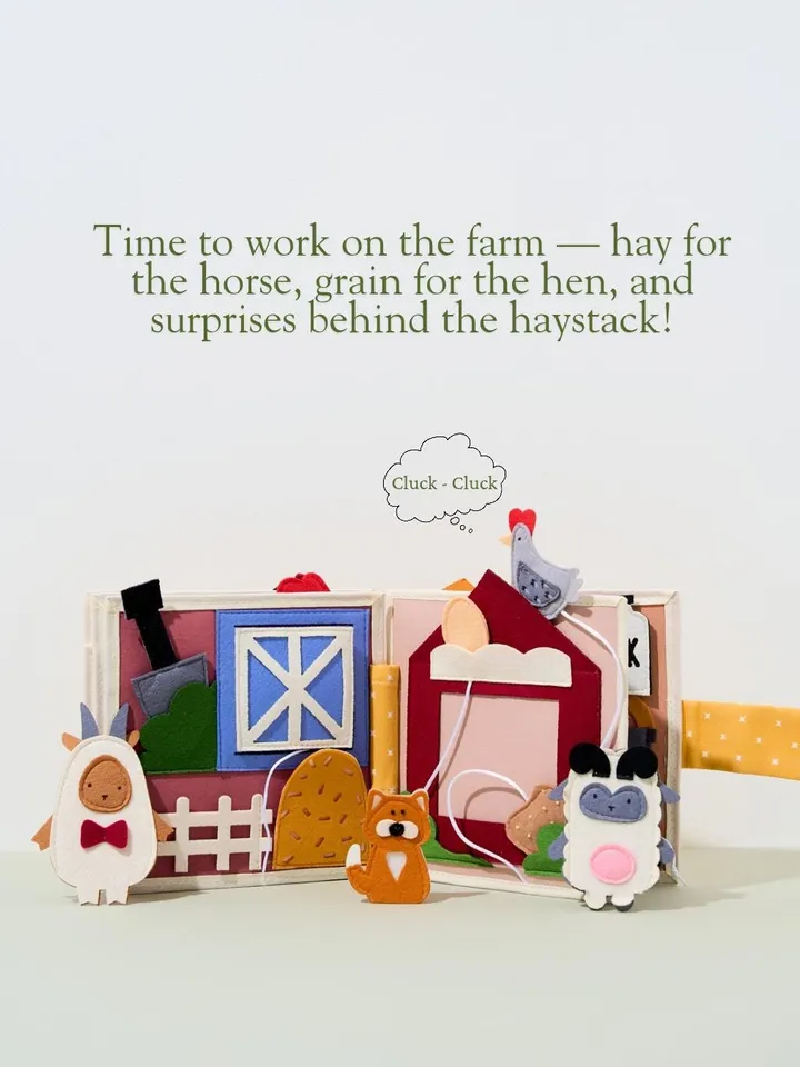 Farm Animals Quiet Book for Toddlers, Montessori Travel Toy, Educational Felt Book, Baby Learning Activity Book, Birthday Gift, Kinderkrama