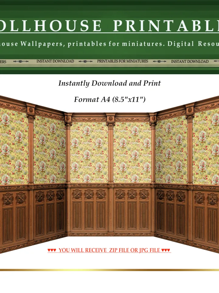 Wallpapers- Set 15-v3 | Printables for Dollhouses and Unique Miniature Projects | Digital Downloads | in Scale 1/12th