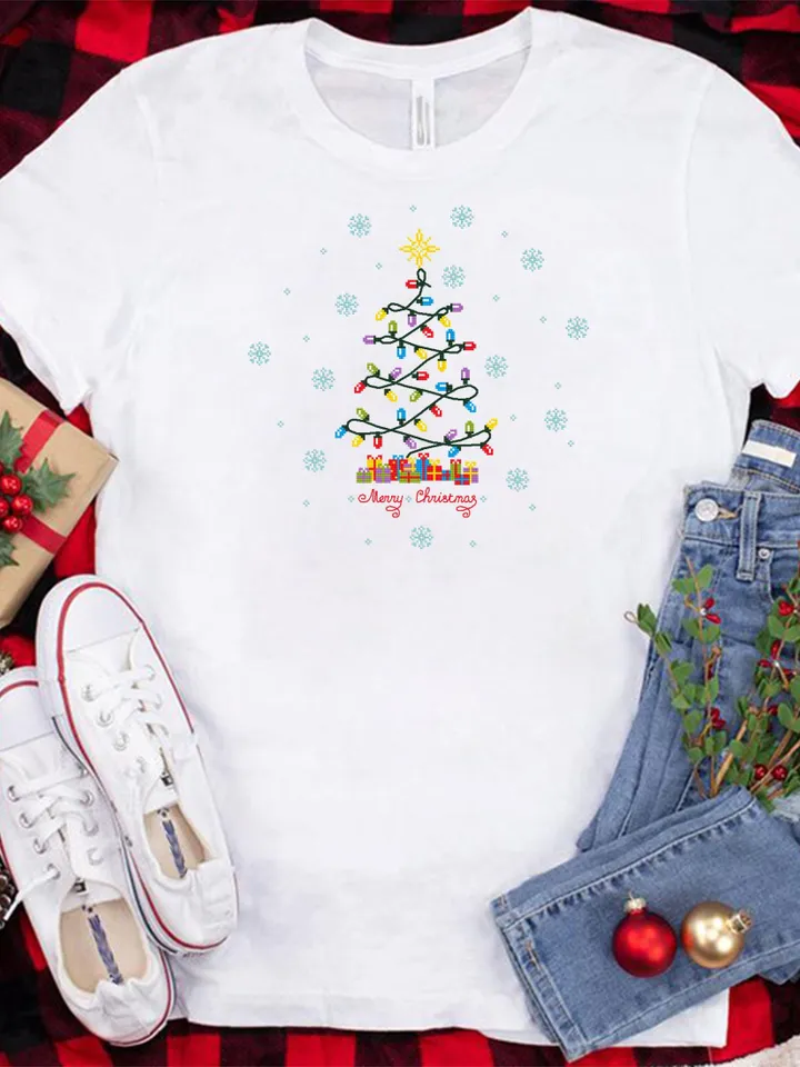 Christmas tree lights cross stitch pattern PDF download Xmas cross stitch chart, Merry Christmas pattern digital PDF, Christmas decor #N153