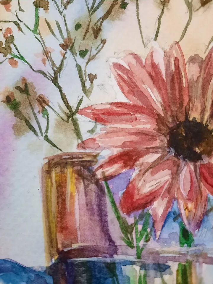Flower still life painting Original watercolor painting Gerbera daisy painting