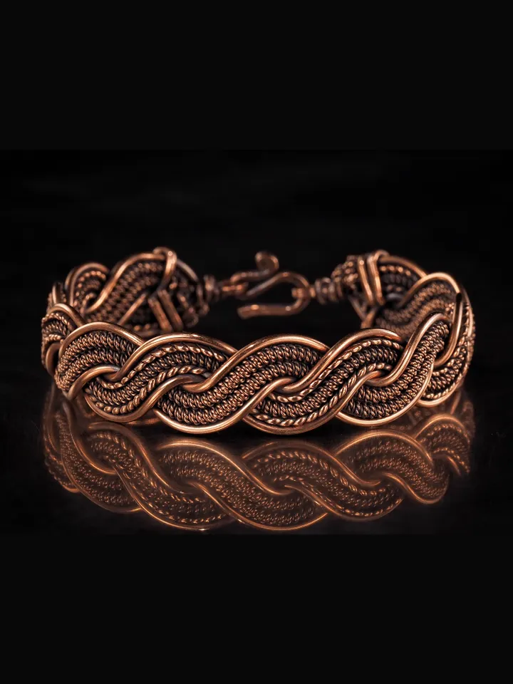 Woven copper wire bracelet Antique style handcrafted copper jewelry Unique gift