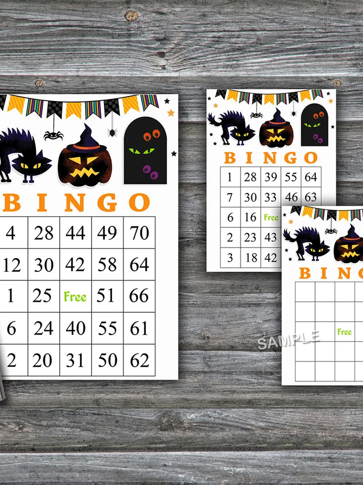 Halloween bingo game,Halloween bingo cards,Halloween Party,60 Printable card,INSTANT DOWNLOAD--09