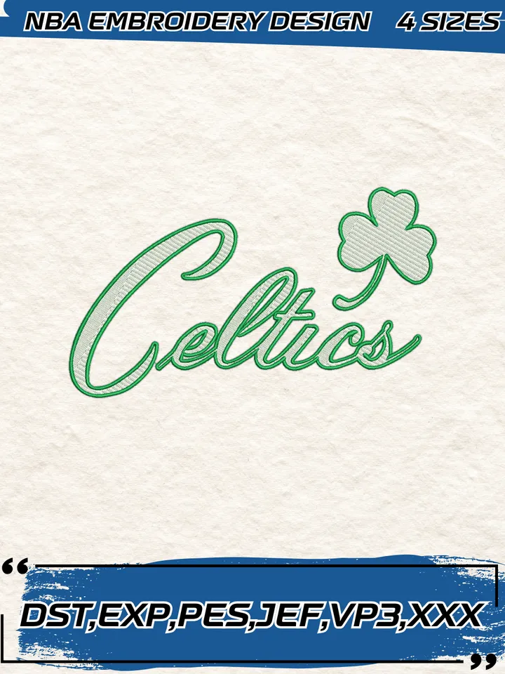 Logo Boston Celtics Embroidery Designs,NBA Logo Embroidery Files, Machine Embroidery Design File, 4 Sizes,Digital Download