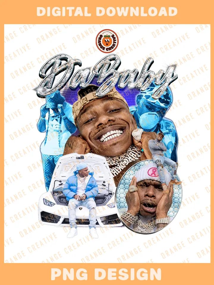 Retro Da Baby Rapper Bootleg T-shirt PNG, 90s Bootleg Template, Graphic Da Baby Rap PNG Files, Custom Bootleg Hip Hop Tee, Digital Download