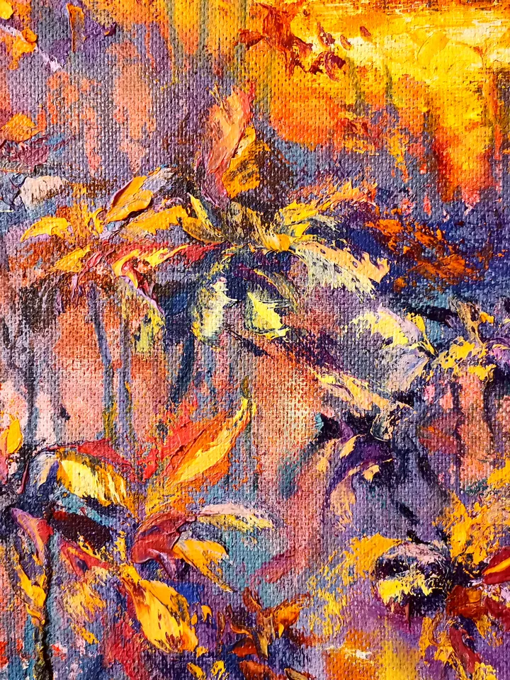 Sunset Oil Painting Original Art Palm Trees Pond Tropics Artist Svinar Oksana