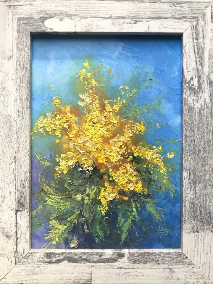 Flowers Painting Original Framed Floral Oil Painting Kitchen Still life