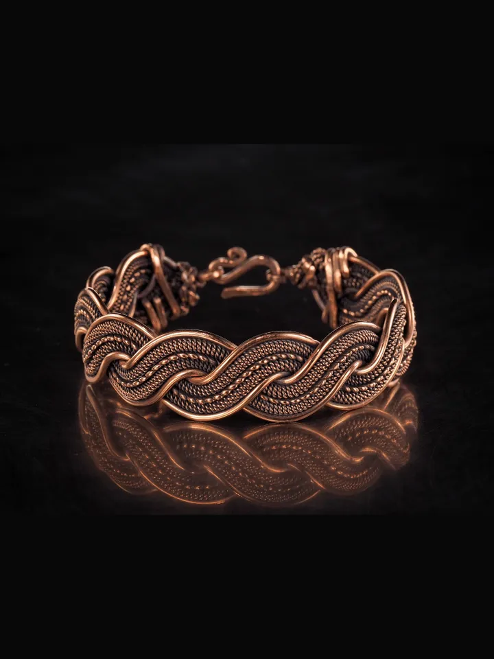 Copper wire wrapped bracelet for woman 7th Anniversary gift Small size bracelet