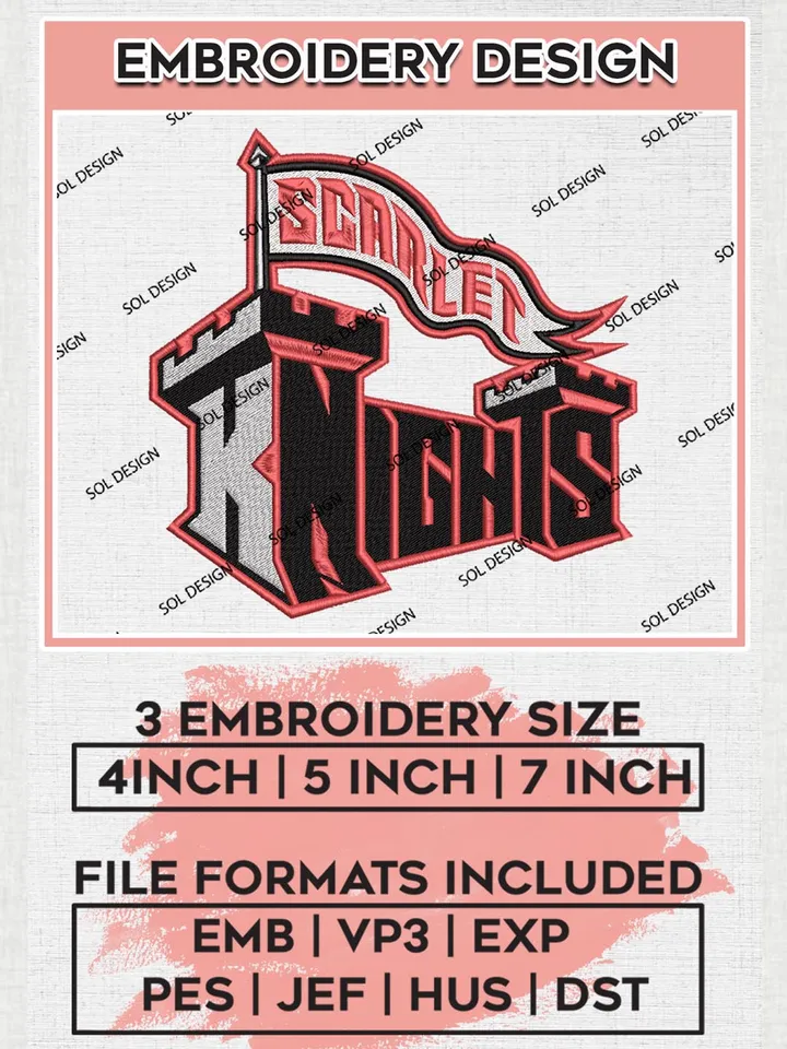 NCAA Scarlet Knights Team Logo Machine Embroidery Design, NCAA Rutgers Scarlet Knights Team Design Design files, NCAA Team Embroidery Designs, NCAA Machine Embroidery Designs, Digital Download
