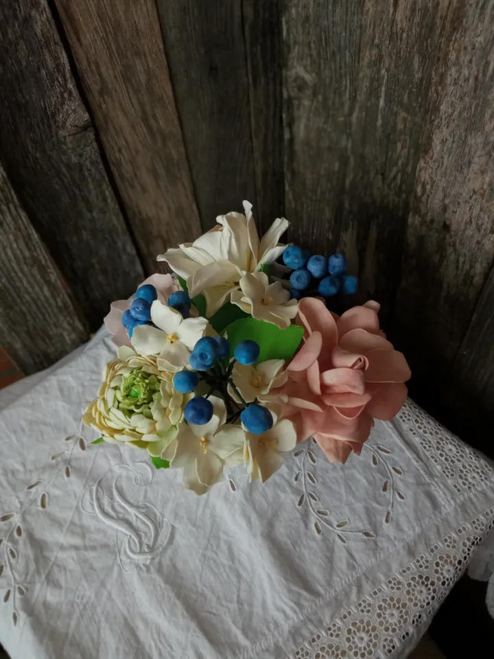 Exquisite Handmade Flower and Berry Mix Bouquet. Gift for her. Birthday present. Home decor. Indoor spaces