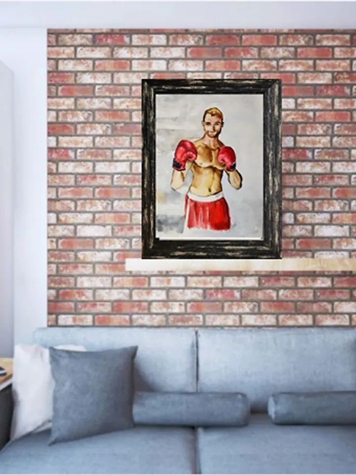 Box Painting Boxing Gloves Artwork Sport Original Watercolor Red Boxing Gloves