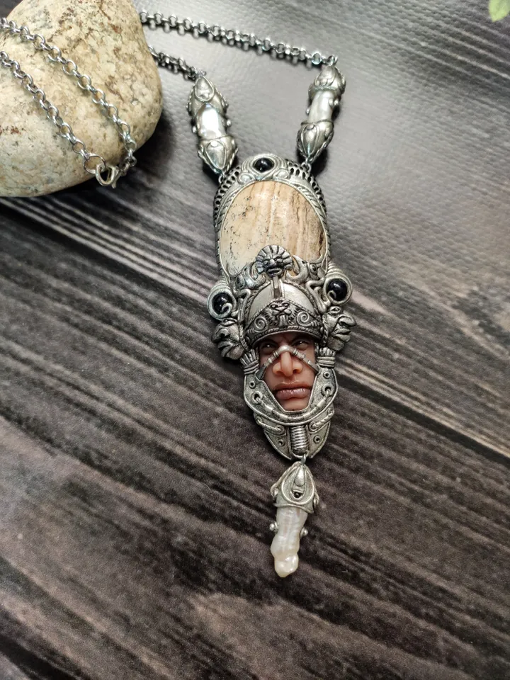 Gemstone necklace Aztec Warrior