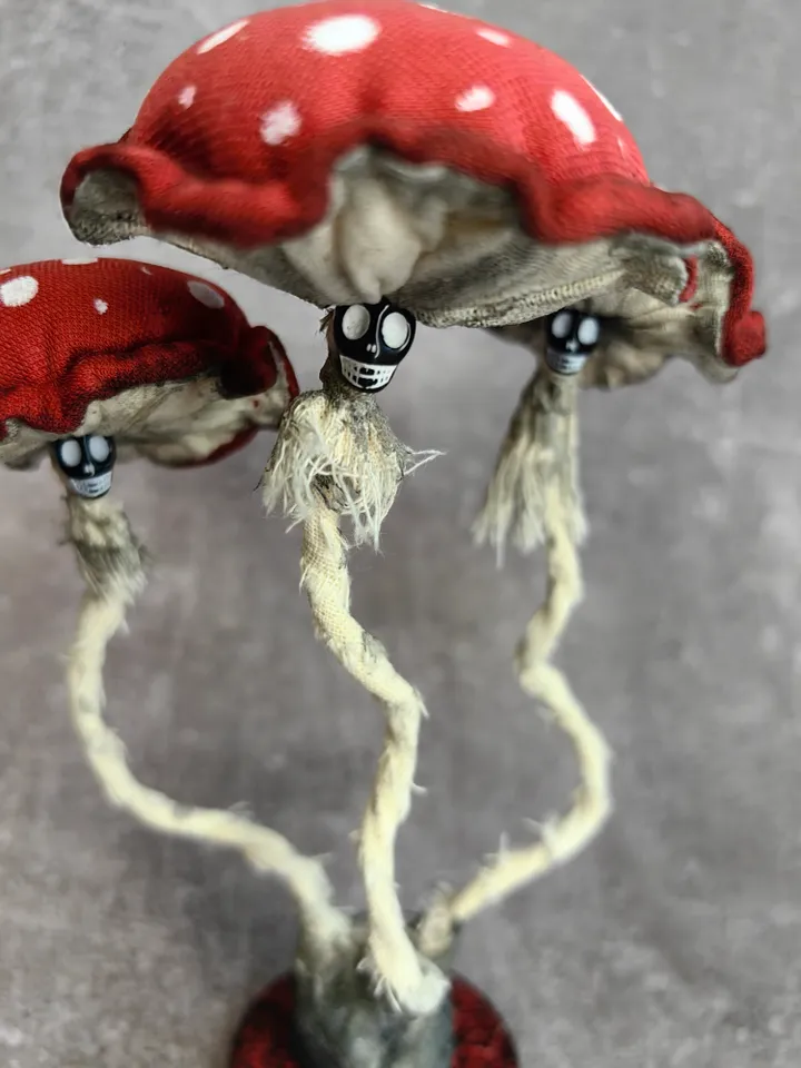 Red mushroom decor Witchy decor Amanita decor Scary Halloween decor Creepy decor Goth mushroom statue Creepy gift