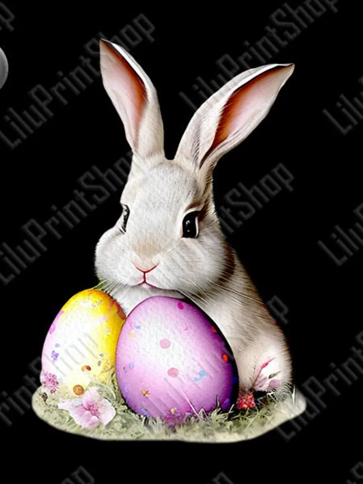 Easter Bunny with eggs overlay Clipart PNG Easter bunny Sublimation PNG Spring Rabbit Clipart Easter Rabbit with eggs png Easter png