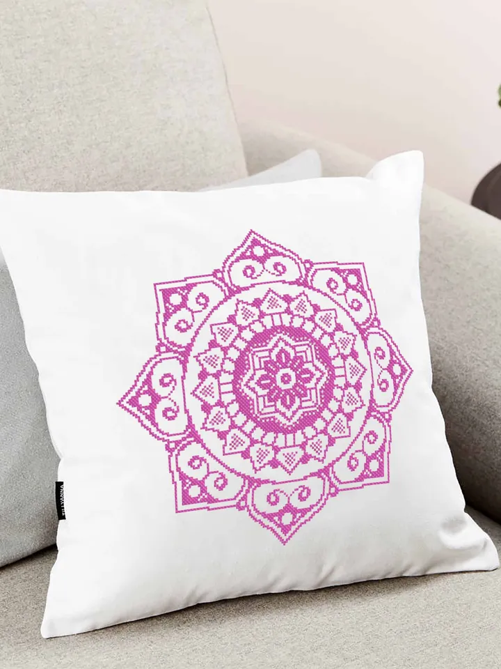 Mandala cross stitch pattern download PDF, Monochrome mandala digital PDF, Floral ornament cross stitch chart, Modern beginner stitch #M88