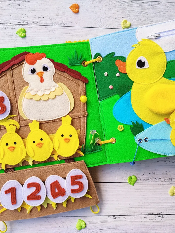 Farm Animals Quiet book pattern, Felt activity book pattern pdf, DYI Quiet book sewing for kids 2, 3, 4year old, Baby soft book tutorial