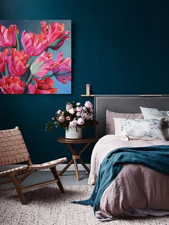 Pink tulips oil painting