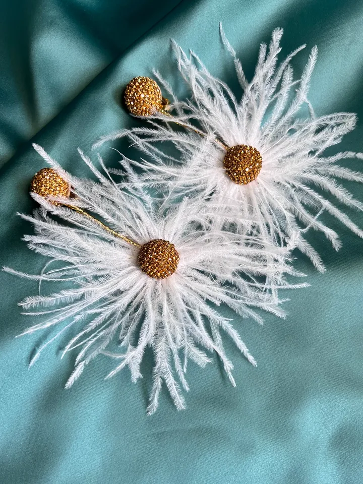 Feather and Crystal Earrings