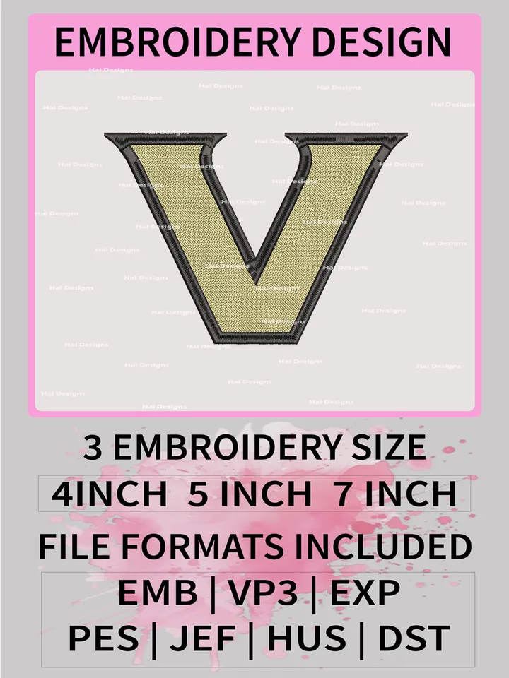 NCAA Vanderbilt Commodores Embroidery File, 3 Sizes, 6 Formats, NCAA Machine Embroidery Design, NCAA Logo, NCAA Teams