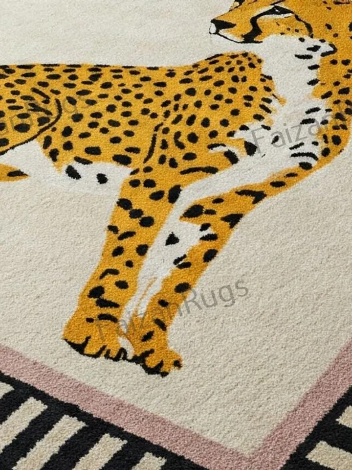 Leopard rug, modern hand tufted rug, Handmade, leopard, rugs for bedroom, customized area rug, Bedroom rug, 9x12 area rug, 3x5,4x6,5x7,8x10.