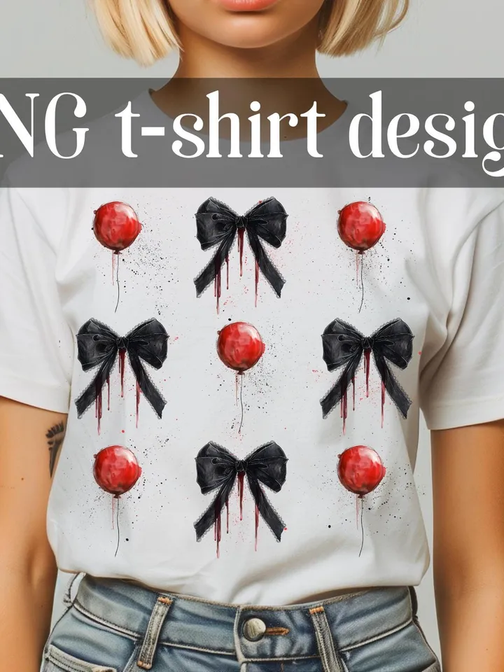 Halloween Horror tshirt design PNG sublimation, Spooky Season png, Gothic png, Coquette Bow Halloween png clipart, Horror movies png