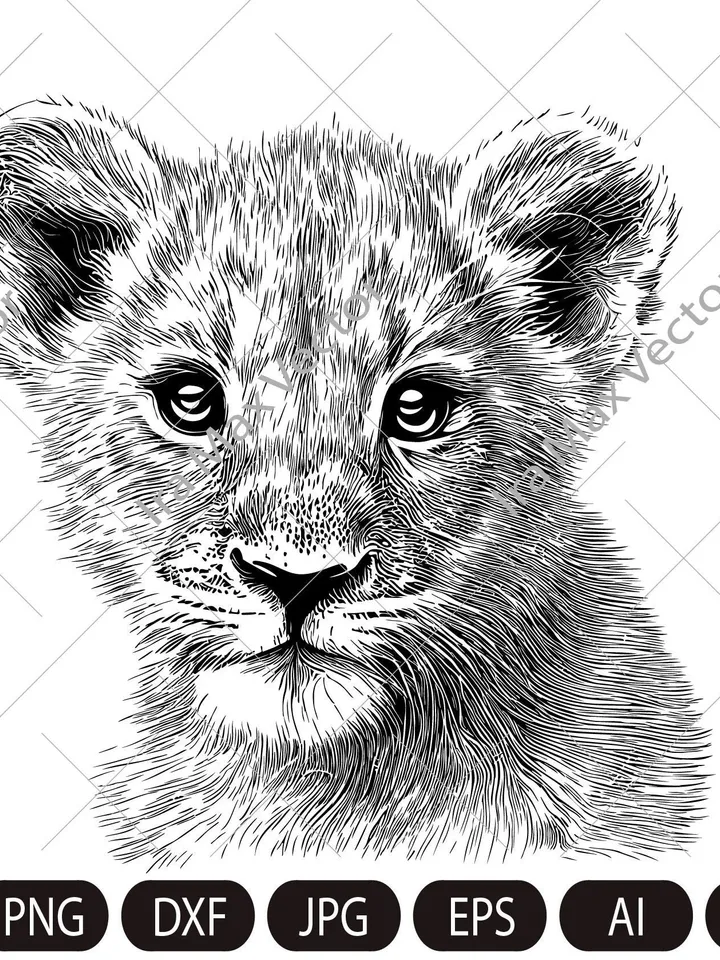 Lion cub face svg, Baby Lion svg, Nursery Decor, Safari African Animals, Lion Cub, Nursery Wall Art, Kids Printable Art