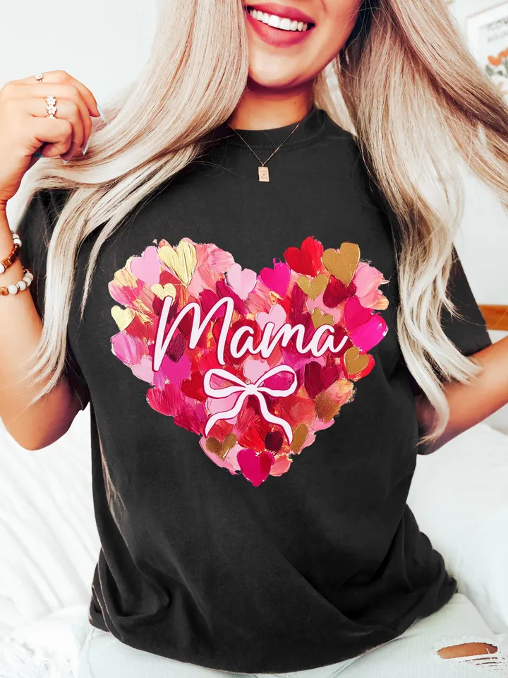 Valentine Day Heart Brushstroke png, Valentine Mama coquette png, Valentines png, Pink Bow png, Pink Mama png, Mama Valentines png, Mama png