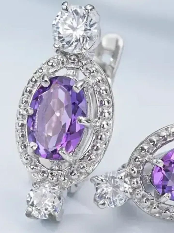 Earrings silver 925 with amethyst