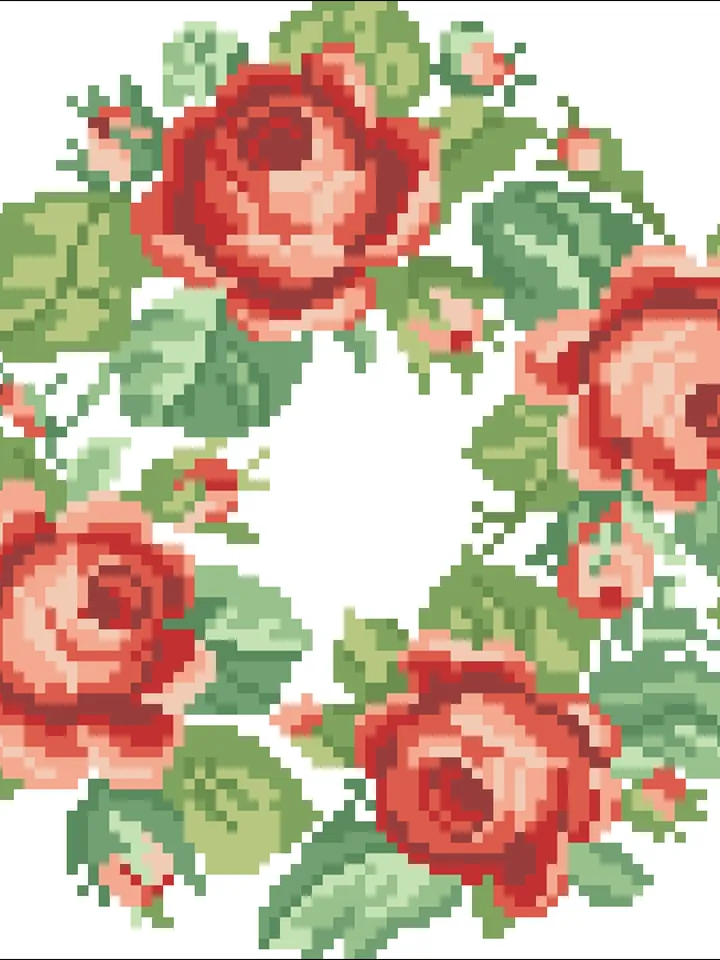Antique Cross Stitch Pattern Flower Crown Digital Download PDF