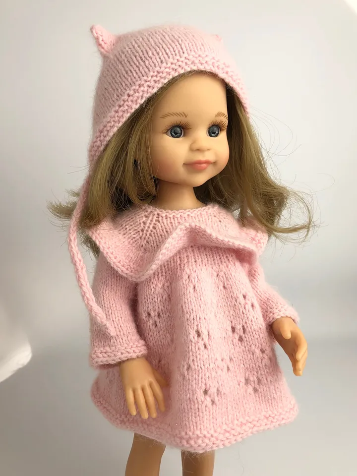 Paola Reina Doll 4 ITEMS Set: Exclusive Handmade Outfit - Dress, Tights, Shoes, Kitty-hat