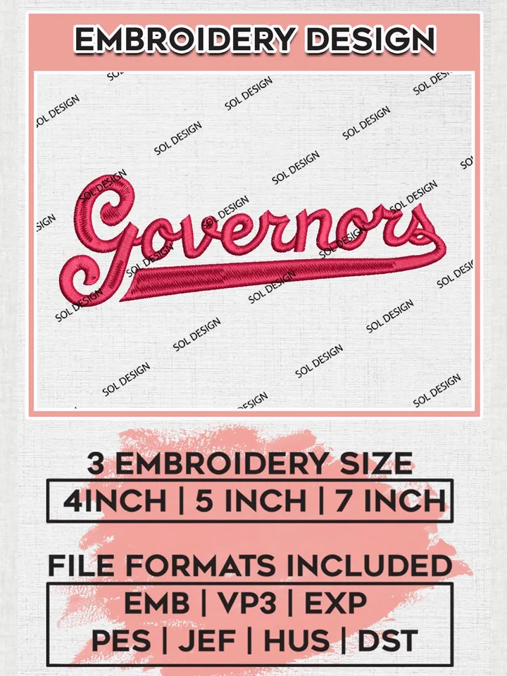 NCAA Governors Team Writing Logo Embroidery Design Files, NCAA Austin Peay Governors Machine Embroidery, NCAA Teams, 3 sizes, NCAA Machine embroidery designs, Digital Download