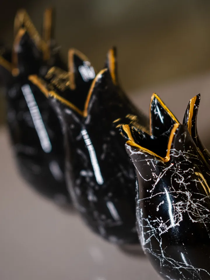 3-Piece Elegant Black and Gold Tulip Decor Set | Perfect Addition for Your Elegant Home