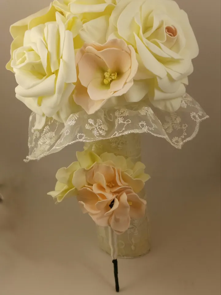 Handmade bridal bouquet double and boutonniere for groom/wedding bouquet/boutonniere for the groom/ wedding boutonniere