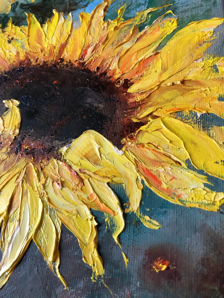 Sunflower Oil Painting Original Floral Painting Sunflowers Wall Art Flowers Painting