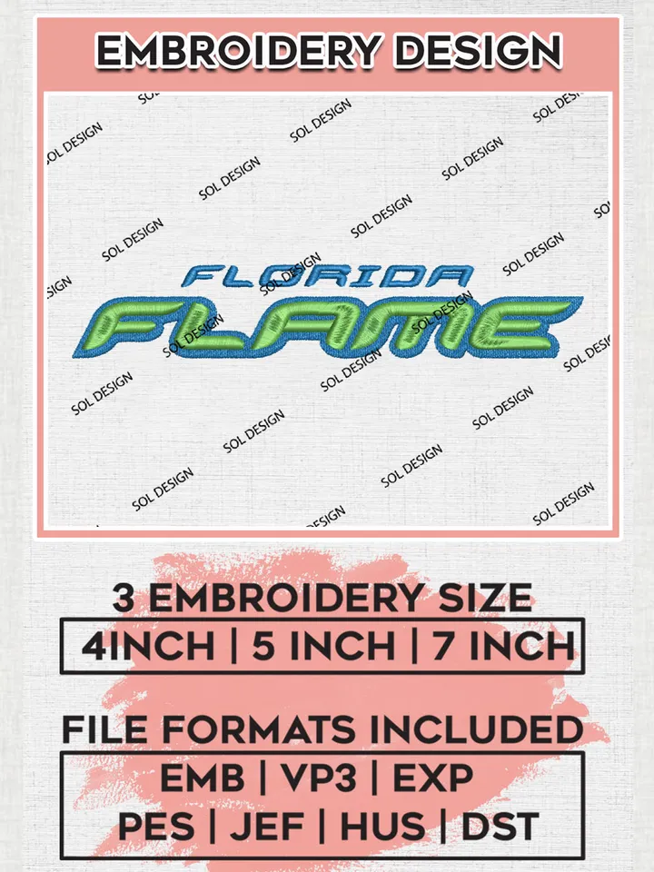 NBA Florida Flame Team Wordmark Logo Wordmark Embroidery Designs, NBA G League Team Embroidery Files, Basketball Machine Embroidery Designs, NBA Florida Flame Team Logo, Sport Machine Embroidery Design, Digital Download