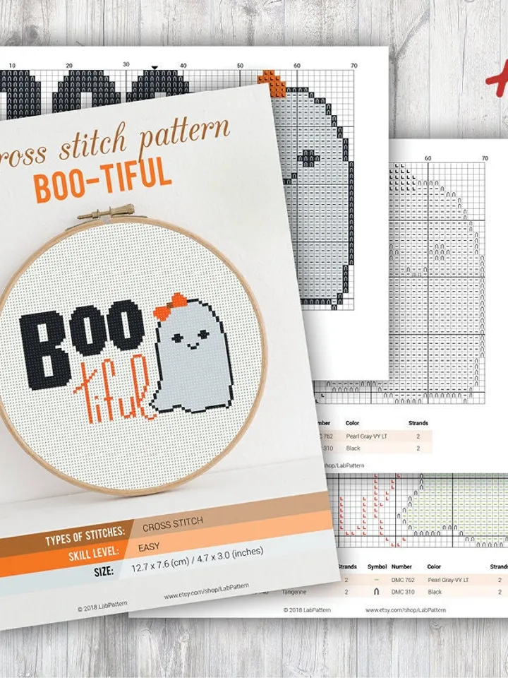 Funny Ghost Halloween BOO Cross stitch pattern | Embroidery Pattern | Instant Download | Cross Stitch Patterns | Embroidery Designs