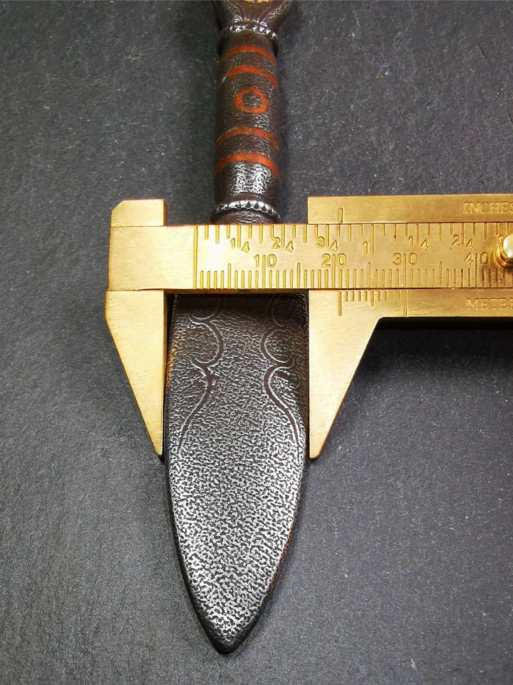Gandhanra Handmade Tibetan Buddhist Ritual Implement - Kila -Dorje Phurba,Made of Cold Iron inlaid with Copper,5.5"